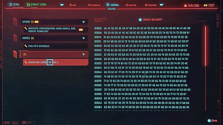 Zdecyduj się na podjęcie próby złamania zabezpieczeń drzazgi powiązanej z databankiem - Operacja Carpe Noctem - Cyberpunk 2077: Sprawa Sandry D. - solucja, opis przejścia - Cyberpunk 2077 - poradnik do gry