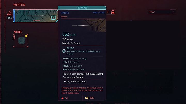 W trakcie rozgrywki w Cyberpunk 2077 znajdziesz całą masę ubrań jednak szczególną uwagę warto zwracać na przedmioty, które posiadają premię do szansy na trafienie krytyczne, a także do obrażeń krytycznych - Cyberpunk 2077: Samuraj - gotowy build postaci - Cyberpunk 2077 - poradnik do gry