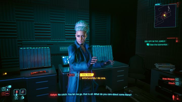 Po tym jak Katya przekaże informacje o schowku nadal możecie ją zabić np - Cyberpunk Phantom Liberty: Kontrakt: Ranny lis w miejskiej dżungli - solucja, opis przejścia - Cyberpunk 2077 - poradnik do gry