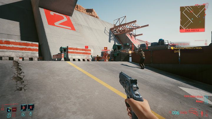 Po chwili na placu budowy pojawią się kolejni przeciwnicy - Cyberpunk 2077: Linia oporu/Forward to Death - solucja, opis przejścia - Cyberpunk 2077 - poradnik do gry