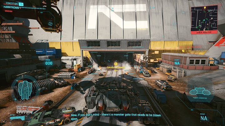 Po skończonej walce wróć na plac budowy i wjedź prosto do tunelu - Cyberpunk 2077: Linia oporu/Forward to Death - solucja, opis przejścia - Cyberpunk 2077 - poradnik do gry