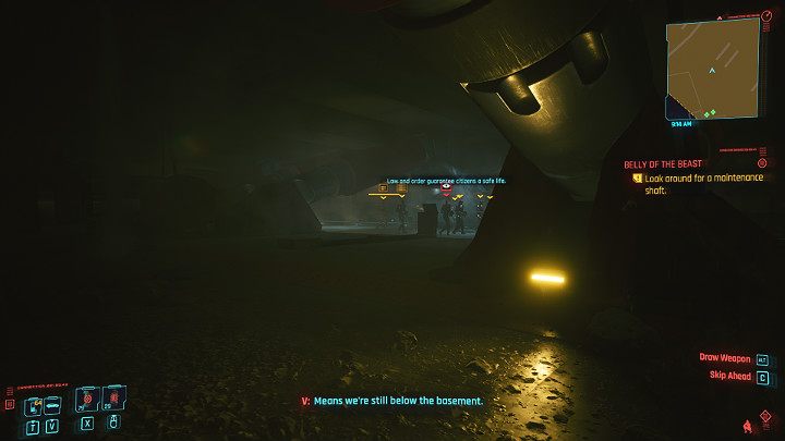 Właz serwisowy znajduje się po lewej stronie obszernego podziemnego pomieszczenia - Cyberpunk 2077: Kwarantanna/Belly of the Beast - solucja, opis przejścia - Cyberpunk 2077 - poradnik do gry