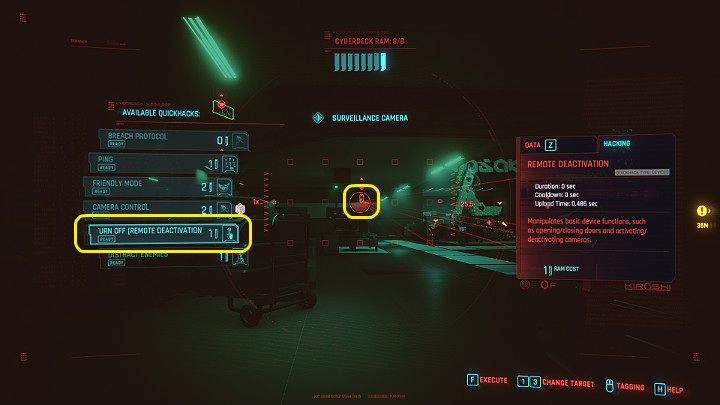 W pierwszej kolejności warto zwrócić uwagę na kamerę po lewej stronie - Cyberpunk 2077: Kwarantanna/Belly of the Beast - solucja, opis przejścia - Cyberpunk 2077 - poradnik do gry