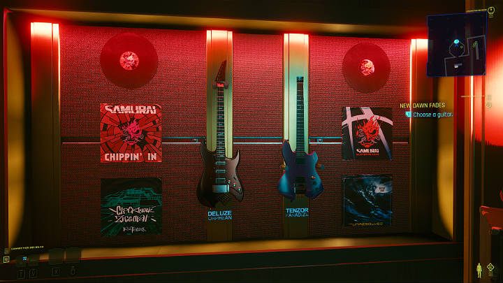 W sklepie sprzedawca proponuje jeden z tańszych modeli gitar, ale Johnny szuka czegoś specjalnego - prawdziwej elektrycznej gitary - Cyberpunk 2077: Zakończenie nomadzkie - współpraca z Panam i Aldecaldos - Cyberpunk 2077 - poradnik do gry