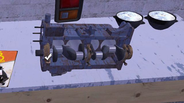 Korbowód idzie do wnętrza bloku. W trzech miejscach przytrzymają go łożyska. - My Summer Car: Budowa silnika i skrzyni biegów dla samochodu Satsuma - My Summer Car - poradnik do gry
