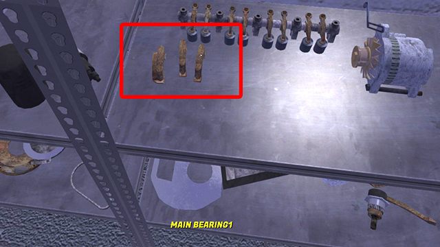 Łożyska Main Bearing znajdziesz na półce. - My Summer Car: Budowa silnika i skrzyni biegów dla samochodu Satsuma - My Summer Car - poradnik do gry