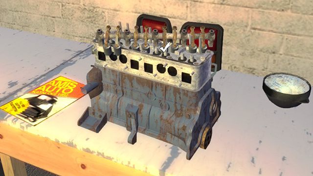 Na górę głowicy przychodzą zawory. - My Summer Car: Budowa silnika i skrzyni biegów dla samochodu Satsuma - My Summer Car - poradnik do gry