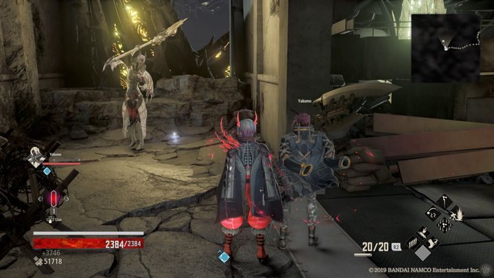 Po prawej stronie znajduje się przeciwnik, pokonaj go i podnieś Queen Titanium - Provisional Government Outskirts | Solucja Code Vein - Code Vein - poradnik do gry