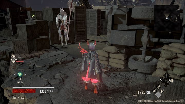 Przeciwnicy stoją za drewnianymi skrzyniami, pokonaj ich, rozwal drewniane skrzynie i podnieś Sound Suppressor oraz Awake MJ310 - Provisional Government Outskirts | Solucja Code Vein - Code Vein - poradnik do gry