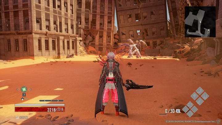 Kawałek dalej spotkasz kolejnego przeciwnika, który jest odwrócony do ciebie plecami - Sunken Ruins | Solucja Code Vein - Code Vein - poradnik do gry