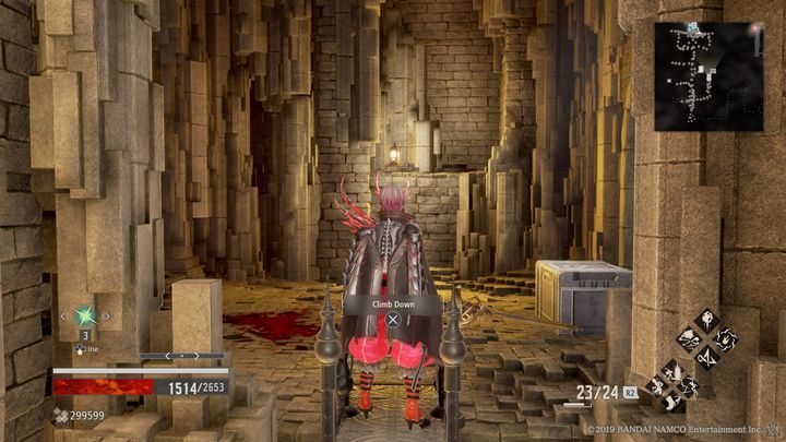 Tam, po prawej stronie znajduje się skrzynia, jednak po lewej stronie wisi żołnierz, który tak naprawdę żyje - Connecting Bridge | Solucja Code Vein - Code Vein - poradnik do gry