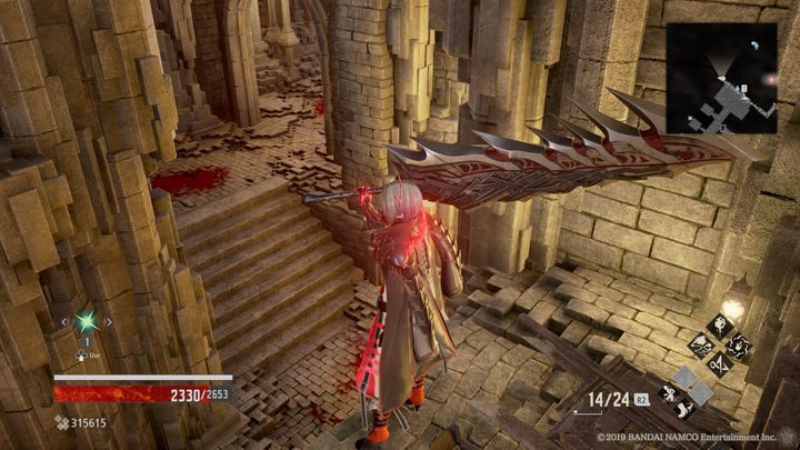 Zeskocz niżej, po lewej stronie znajduje się pomieszczenie, w którym podniesiesz Pure Blood, natomiast po prawej stronie znajduje się potężny przeciwnik pilnujący przejścia przez most - Connecting Bridge | Solucja Code Vein - Code Vein - poradnik do gry