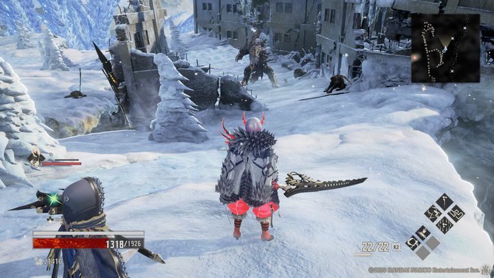 Przebiegnij szybko po lodzie, aby dotrzeć do przeciwnika widniejącego na zdjęciu - Snowfield Summit | Solucja Code Vein - Code Vein - poradnik do gry