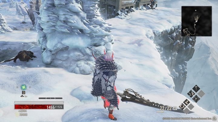 Za lodowcem po lewej stronie, znajdować się będą dwa psy, uważaj, żeby nie spaść - Snowfield Summit | Solucja Code Vein - Code Vein - poradnik do gry