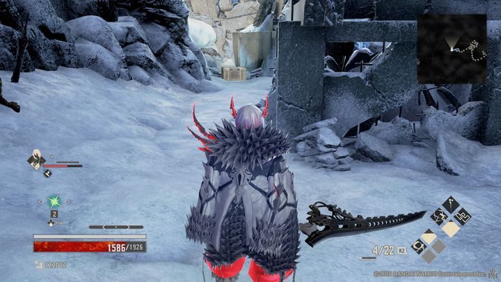 Na końcu drogi po lewej stronie znajduje się skrzynia z Winter Mantle +5 - Snowfield Summit | Solucja Code Vein - Code Vein - poradnik do gry