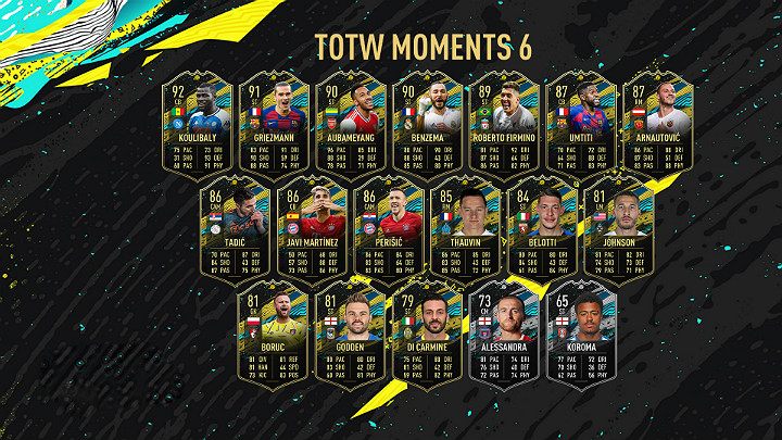 W TOTW Moments 6 można spotkać takie znane nazwiska, jak np - FIFA 20 Ultimate Team: Historie Drużyny Tygodnia 6 (TOTW Moments) - FIFA 20 - poradnik do gry