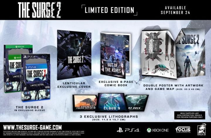 Ta edycja, oprócz kopii gry, zawiera specjalną trójwymiarową okładkę, 8-stronicowy komiks, dwustronny plakat oraz 3 litografie o wymiarach 11 - The Surge 2 - poradnik do gry