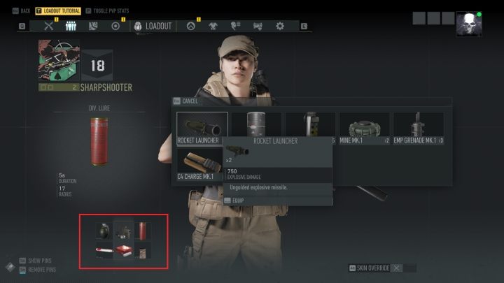 Na czerwono zaznaczone miejsce, w którym wybiera się wyrzutnię rakiet. - Jak odblokować wyrzutnię rakiet w Ghost Recon Breakpoint? - Tom Clancys Ghost Recon Breakpoint - poradnik do gry
