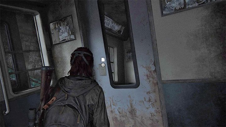 Wejdź do wagonu i odszukaj zawieszony dokument - The Last of Us 2: Tunele / The Tunnels sekrety, znajdźki - The Last of Us 2 - poradnik do gry