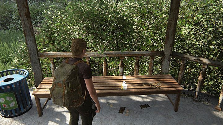 Rozejrzyj się w parku za ławką, na której leży ulotka - The Last of Us 2: Lekcja tropienia / Tracking Lesson sekrety, znajdźki - The Last of Us 2 - poradnik do gry