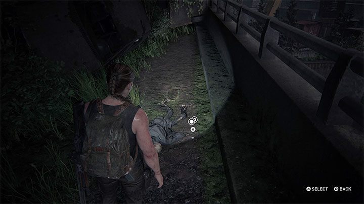 Po dotarciu na górę odwróć się i dotrzyj do pokazanych na obrazku zwłok, przy których leży moneta - The Last of Us 2: Wybrzeże / The Coast sekrety, znajdźki - The Last of Us 2 - poradnik do gry
