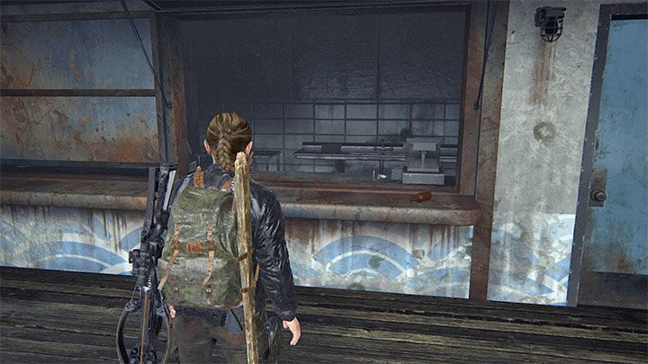 Za drabiną odnajdziesz opuszczony bar rybny - The Last of Us 2: Przystań / The Marina sekrety, znajdźki - The Last of Us 2 - poradnik do gry
