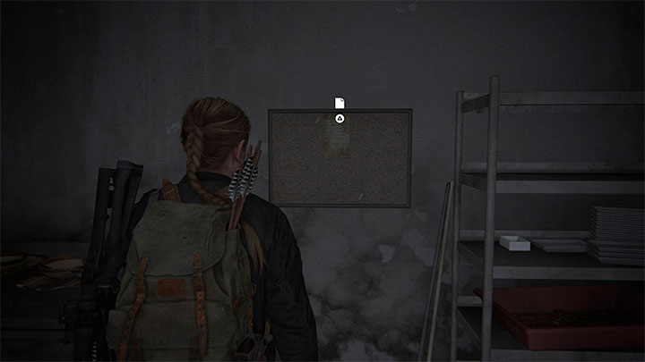 Odszukaj na tym samym piętrze tablicę ogłoszeniową z notatką - The Last of Us 2: Seattle, dzień 2 Abby - sejfy, kody - The Last of Us 2 - poradnik do gry