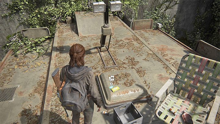 Karta kolekcjonerska leży na dachu obok leżaka - The Last of Us 2: Brama / The Gate sekrety, znajdźki - The Last of Us 2 - poradnik do gry