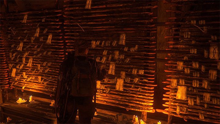 Sekret przyczepiony jest do prawej ściany chatki - The Last of Us 2: Wyspa / The Island sekrety, znajdźki - The Last of Us 2 - poradnik do gry