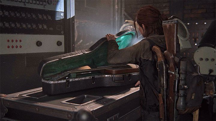 Druga lokacja z gitarą i mini-grą to budynek teatru, do którego Dina i Ellie po raz pierwszy trafiają po ucieknięciu zainfekowanym w etapie Tunele - The Last of Us 2: Jak odblokować granie na gitarze? - The Last of Us 2 - poradnik do gry