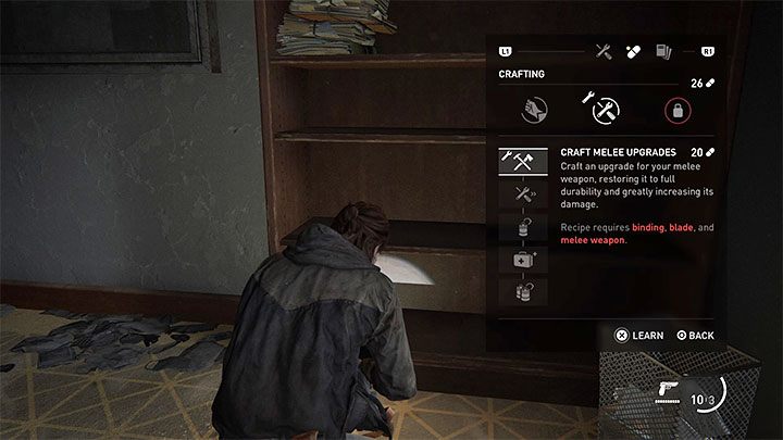 Przejdźcie do zakładki pasywnych umiejętności powiązanych z nowo odnalezionym podręcznikiem - The Last of Us 2: Jak naprawiać broń białą i jak działają ostrza (Shiv)? - The Last of Us 2 - poradnik do gry