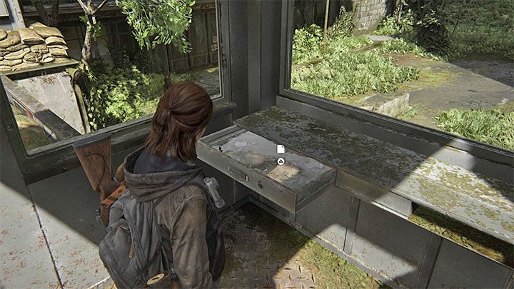 Wejdź do małej stróżówki i otwórz szufladę, w której znajdziesz rysunek - The Last of Us 2: Śródmieście / Downtown - mapa sekretów, znajdziek - The Last of Us 2 - poradnik do gry