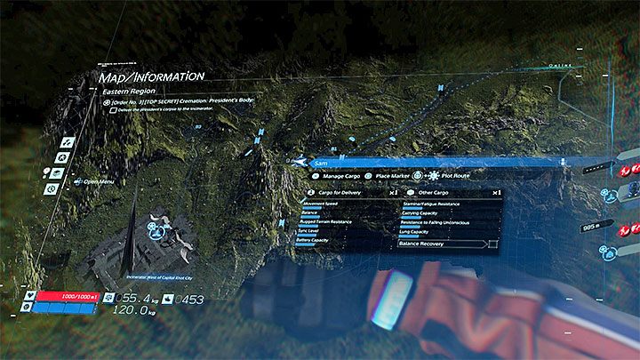 Innym sposobem na potencjalne skracanie czasu podróży jest analizowanie mapy świata w poszukiwaniu alternatywnych dróg do celu - Czy w Death Stranding jest szybka podróż? - Death Stranding - poradnik do gry