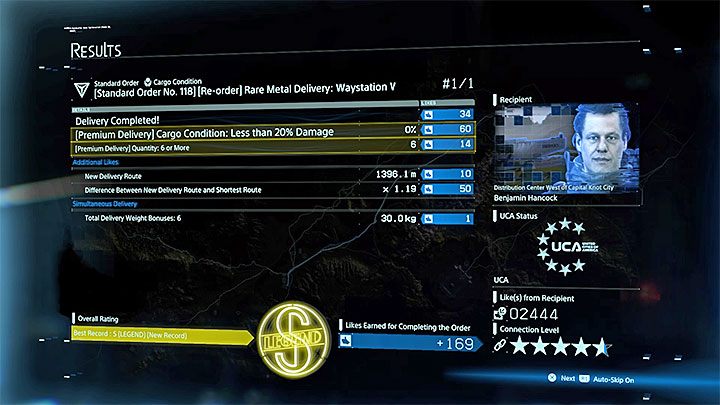 Każda dostawa premium kończy się wyświetleniem tych samych ekranów podsumowania - Co to są dostawy premium w Death Stranding? - Death Stranding - poradnik do gry