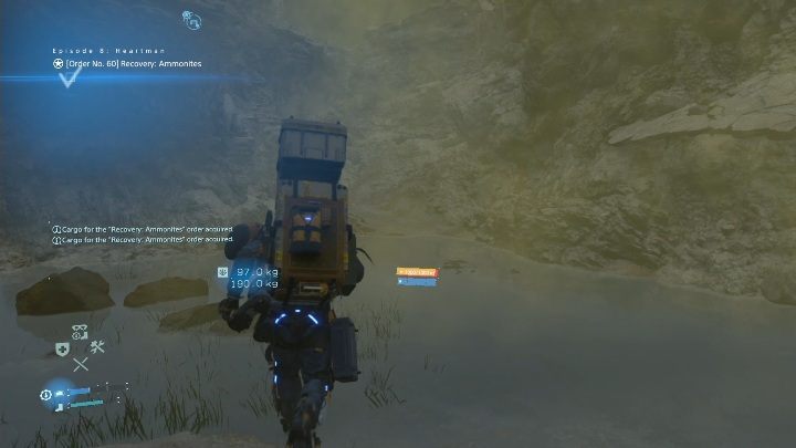 Z założoną maską udaj się do kanionu, w którym znajdują się paczki z amonitem - Death Stranding: Rozdział 8 - Heartman | Opis przejścia, solucja - Death Stranding - poradnik do gry