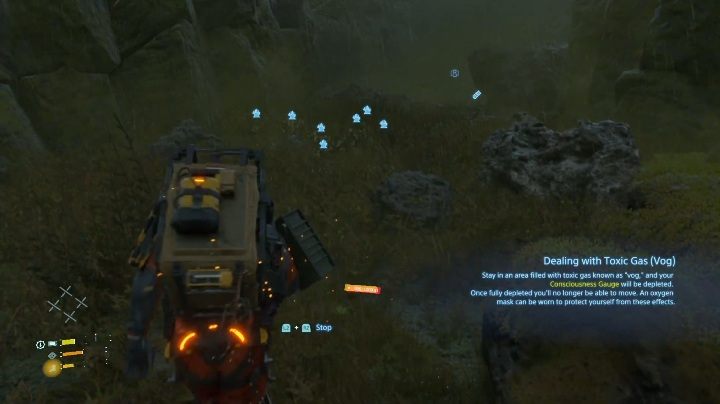 Nośnik leży wśród terenu, w którym w powietrzu unosi się trujący gaz - Nośniki pamięci | Sekrety, znajdźki w Death Stranding - Death Stranding - poradnik do gry