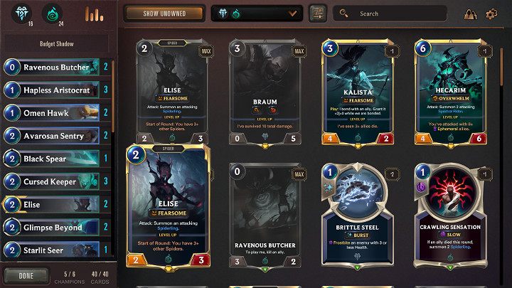Na powyższym obrazku można zauważyć, że prezentowana talia składa się z kart Shadow Isles i Freljordu - Tworzenie talii w Legends of Runeterra - Legends of Runeterra - poradnik do gry