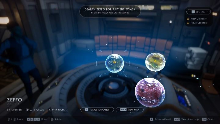 Dzięki tej mapie możesz przenosić się pomiędzy planetami oraz, bez przenoszenia się na nie, oceniać jak idzie Ci ich eksploracja - Statek - Mantis w Jedi Upadły Zakon / Fallen Order - Star Wars Jedi Fallen Order - poradnik do gry