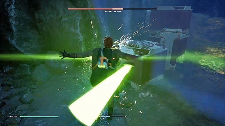 Przeciwnik nie włada Mocą, a więc jest podatny na twoje ataki z użyciem Mocy - Crusher Hagop (planeta Zeffo) | Boss w Jedi Upadły Zakon / Fallen Order - Star Wars Jedi Fallen Order - poradnik do gry