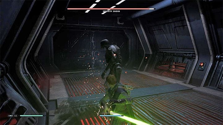 Droid jest bardzo powolny i możesz dzięki temu z łatwością szukać okazji do uszkadzania go po każdym jego nieudanym ataku, którego bohater uniknął - Security Droid (planeta Kashyyyk) | Boss w Jedi Upadły Zakon / Fallen Order - Star Wars Jedi Fallen Order - poradnik do gry