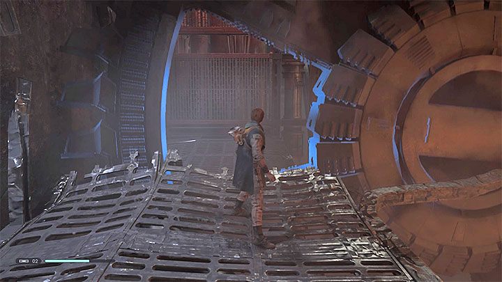 Przebiegnij po kolejnej ścianie i złap się ściany wspinaczkowej pod pomieszczeniem ze Szturmowcami - Rozdział 3 Kashyyyk - solucja Jedi Upadły zakon / Fallen Order - Star Wars Jedi Fallen Order - poradnik do gry