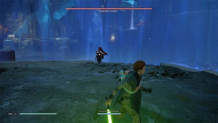 Bohater w drodze do Modliszki wpadnie na wrogiego łowcę nagród - Crushera Hagopa - Rozdział 3 Grobowiec Miktrulla - solucja Jedi Upadły zakon / Fallen Order - Star Wars Jedi Fallen Order - poradnik do gry
