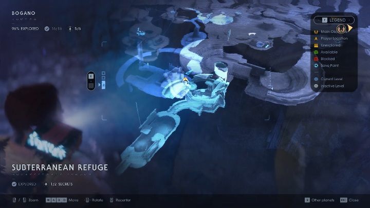 Część mapy: Subterranean Refuge - Znajdźki w Bogano | Sekrety w Jedi Upadły zakon / Fallen Order - Star Wars Jedi Fallen Order - poradnik do gry