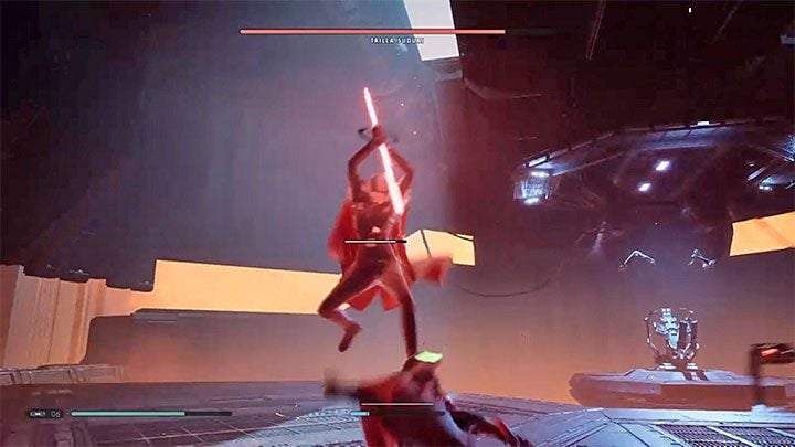 Trilla ma także w swoim wachlarzu bardziej tradycyjne czerwone ataki - Rozdział 6 Fortress Inquisitorius - finał - solucja Jedi Upadły zakon - Star Wars Jedi Fallen Order - poradnik do gry