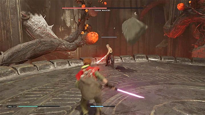 Malicos może rzucać w bohatera głazami - Taron Malicos | Boss w Jedi Upadły Zakon / Fallen Order - Star Wars Jedi Fallen Order - poradnik do gry