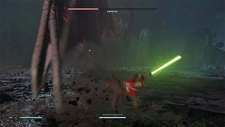 Gorgara w dalszej fazie walk zacznie biegać po arenie - Rozdział 5 Gorgara i Grobowiec Kujeta - solucja Jedi Upadły zakon / Fallen Order - Star Wars Jedi Fallen Order - poradnik do gry