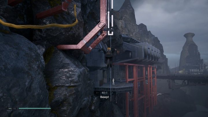 Na końcu ściany przyciągnij do siebie lianę i przedostań się na metalową półkę - Jak powrócić na statek w Zeffo w Jedi Upadły zakon? - Star Wars Jedi Fallen Order - poradnik do gry