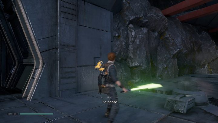 Aby przedostać się dalej musisz popchnąć, święcącą się na niebiesko, płytę - Jak powrócić na statek w Zeffo w Jedi Upadły zakon? - Star Wars Jedi Fallen Order - poradnik do gry
