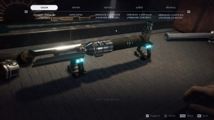Modyfikacje miecza przeprowadzisz na stole warsztatowym - Miecz świetlny w Jedi Upadły Zakon / Fallen Order - Star Wars Jedi Fallen Order - poradnik do gry