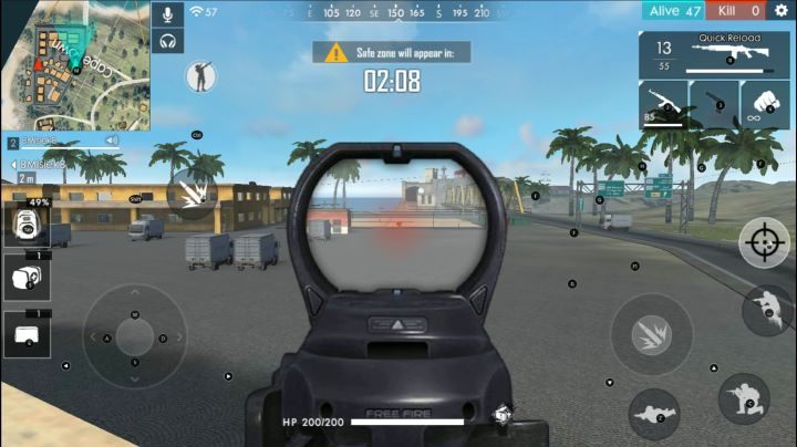 Pozycja wroga, który prowadzi ogień, zaznaczona będzie na mini-mapie za pomocą czerwonego trójkąta. - Jak uchronić się od śmierci w Garena Free Fire? - Garena Free Fire - poradnik do gry